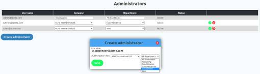 Create administrators and manage rights
