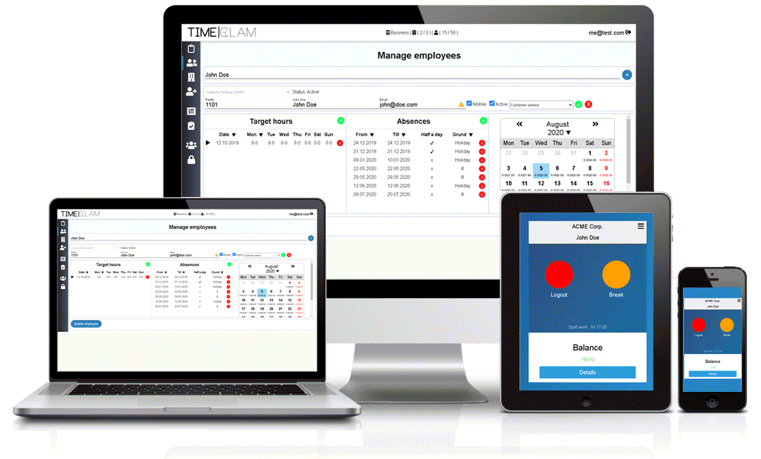Digital time tracking - simple, convenient and secure - For all company sizes | From just $ 0,29 per employee/month | Up to 10 employees 100% free!